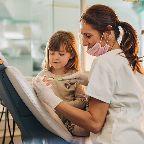 dentist with child