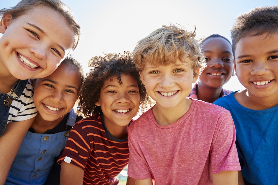 kids summer dental care and summer dental routines, group of children